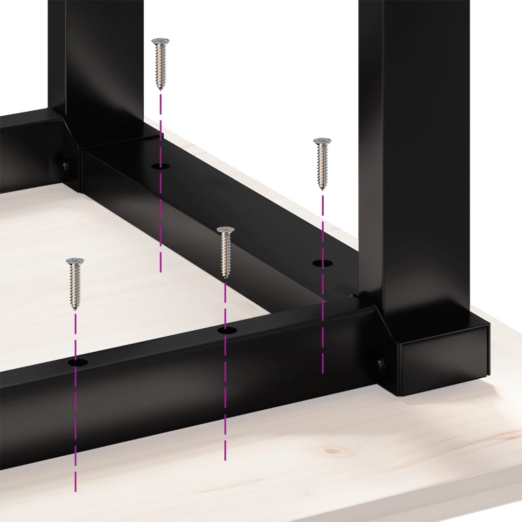 Sofabord 100x50x45,5 Cm O-stel Massivt Fyrretræ Og Stål - Billede 8