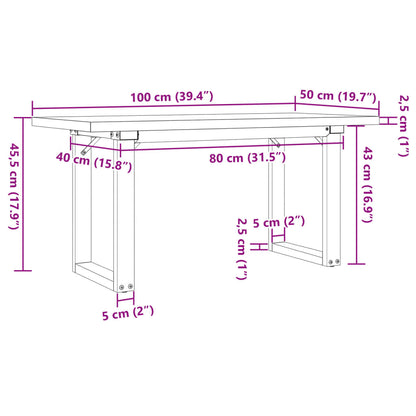 Sofabord 100x50x45,5 Cm O-stel Massivt Fyrretræ Og Stål - Billede 10