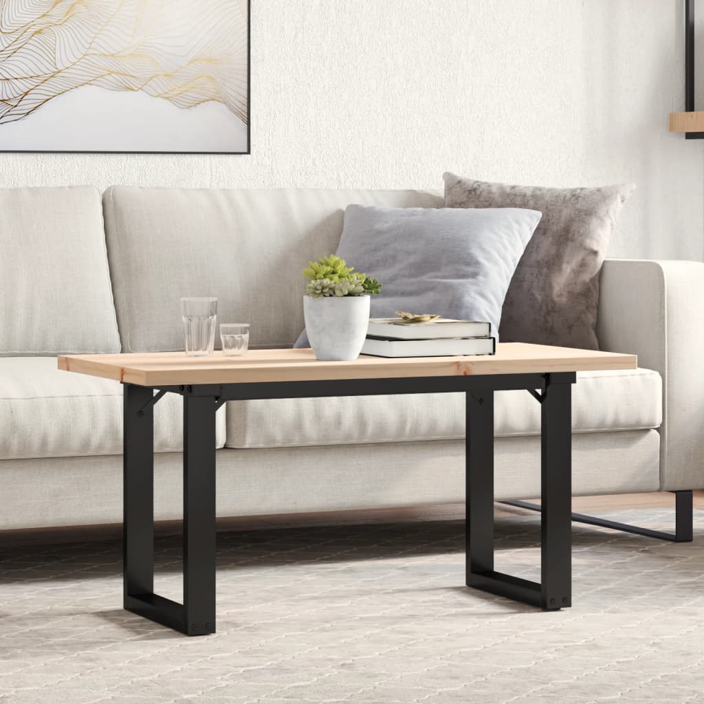 Sofabord 100x50x45,5 Cm O-stel Massivt Fyrretræ Og Stål - Hovedbillede