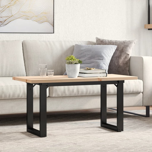 Sofabord 100x50x45,5 Cm O-stel Massivt Fyrretræ Og Stål - Hovedbillede