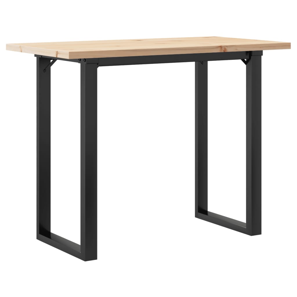 Spisebord 100x50x75,5 Cm O-stel Massivt Fyrretræ Og Stål - Billede 2