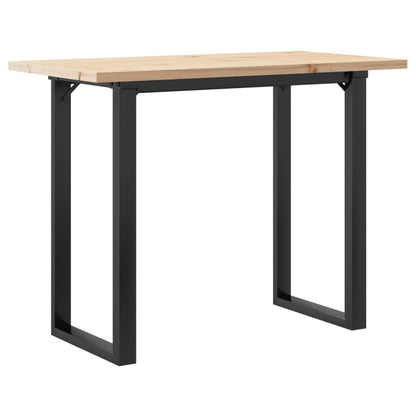 Spisebord 100x50x75,5 Cm O-stel Massivt Fyrretræ Og Stål - Billede 2