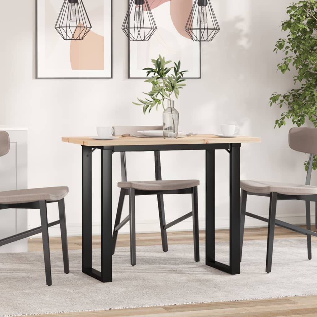 Spisebord 100x50x75,5 Cm O-stel Massivt Fyrretræ Og Stål - Billede 3