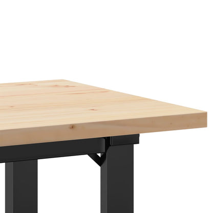 Spisebord 100x50x75,5 Cm O-stel Massivt Fyrretræ Og Stål - Billede 7