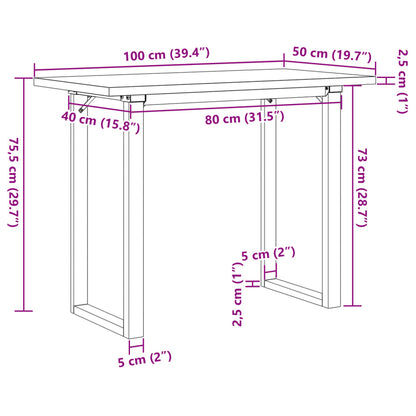 Spisebord 100x50x75,5 Cm O-stel Massivt Fyrretræ Og Stål - Billede 10