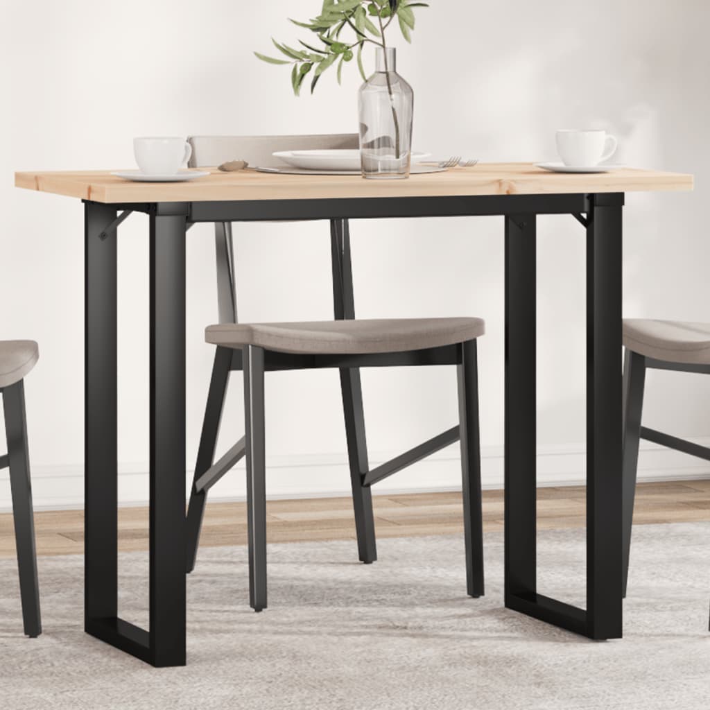 Spisebord 100x50x75,5 Cm O-stel Massivt Fyrretræ Og Stål - Hovedbillede