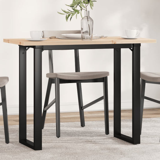 Spisebord 100x50x75,5 Cm O-stel Massivt Fyrretræ Og Stål - Hovedbillede