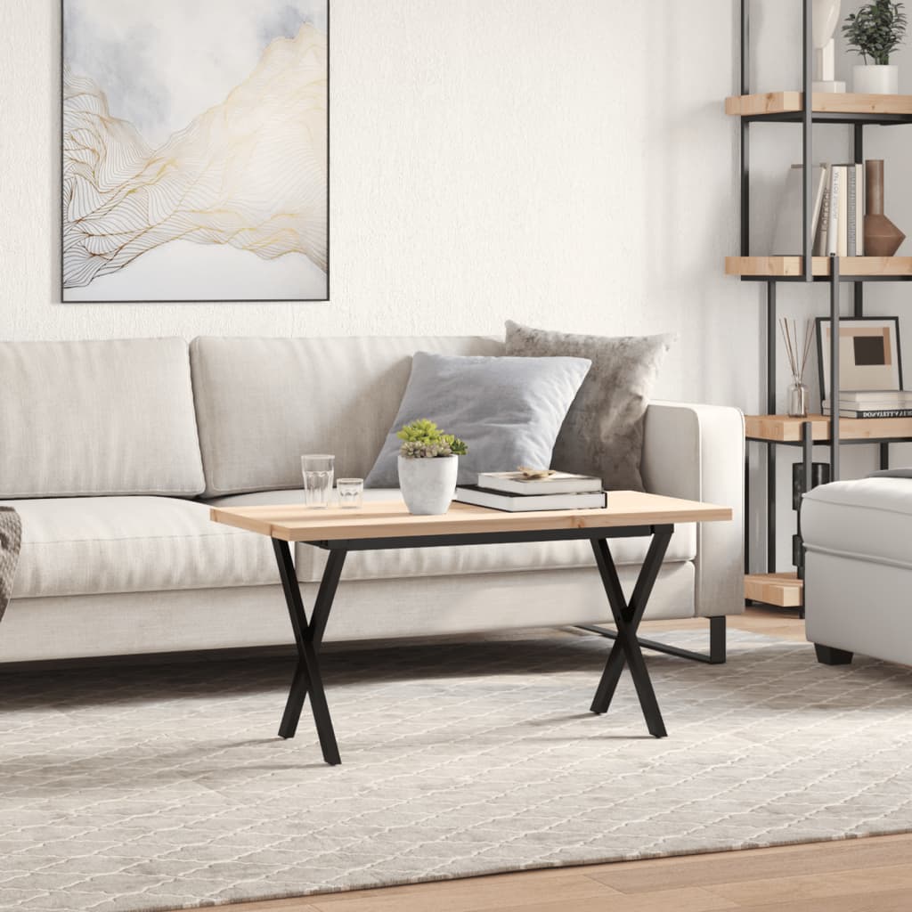 Sofabord 100x50x45,5 Cm X-stel Massivt Fyrretræ Og Stål - Billede 3