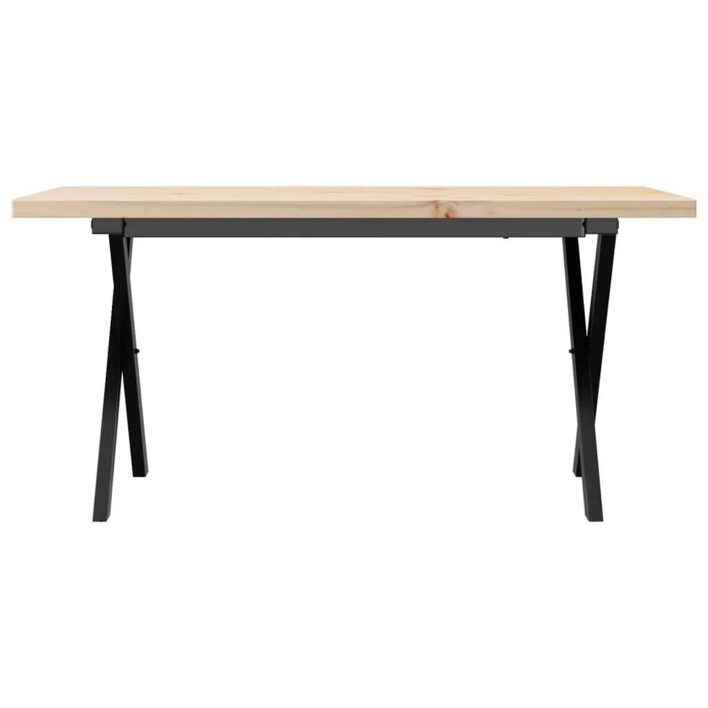 Sofabord 100x50x45,5 Cm X-stel Massivt Fyrretræ Og Stål - Billede 4