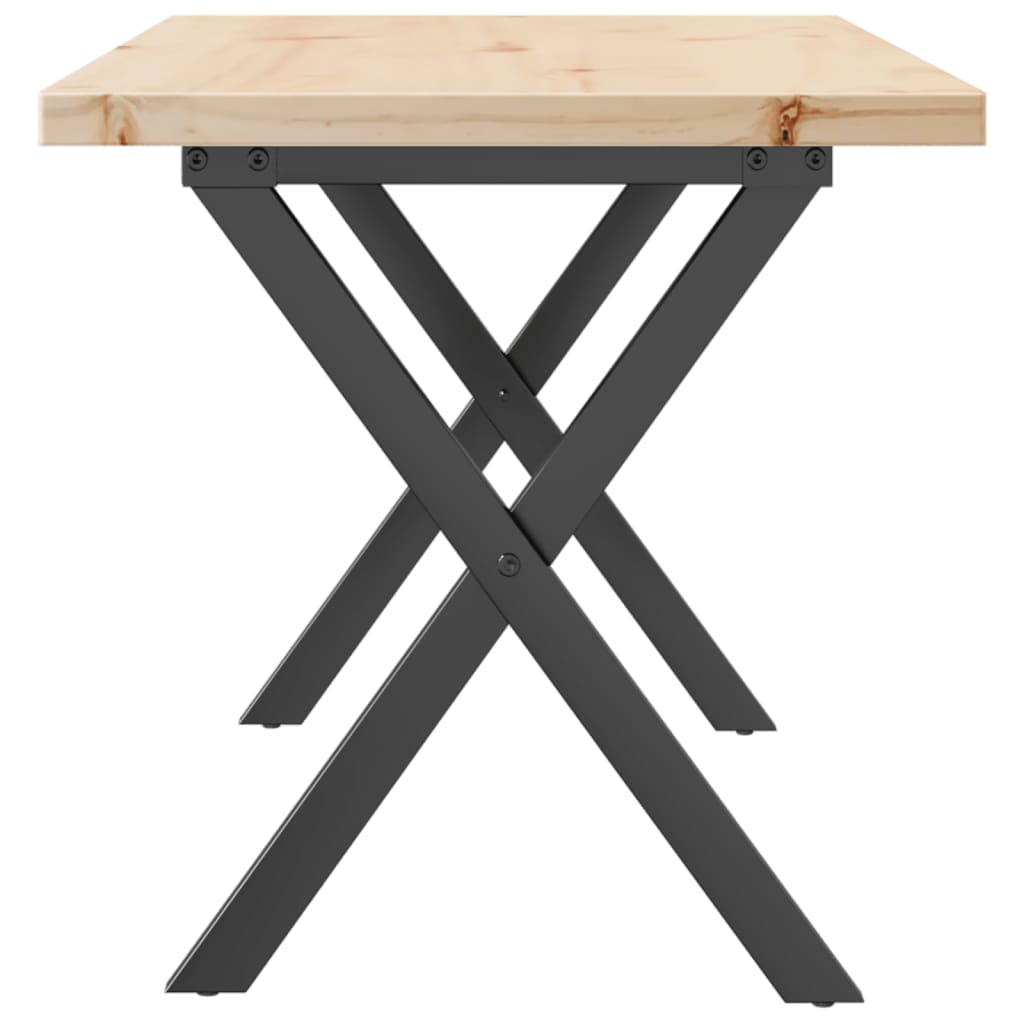 Sofabord 100x50x45,5 Cm X-stel Massivt Fyrretræ Og Stål - Billede 5