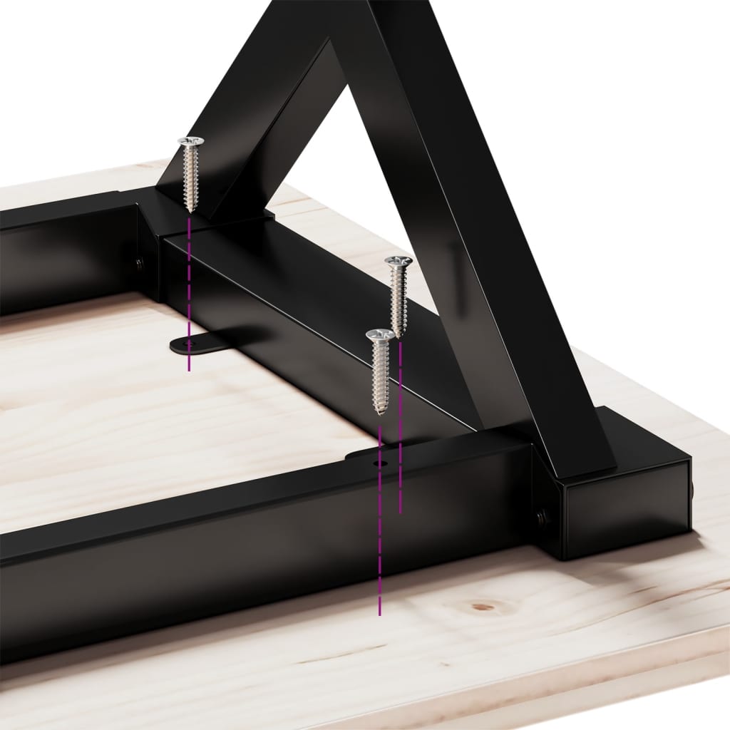 Sofabord 100x50x45,5 Cm X-stel Massivt Fyrretræ Og Stål - Billede 8