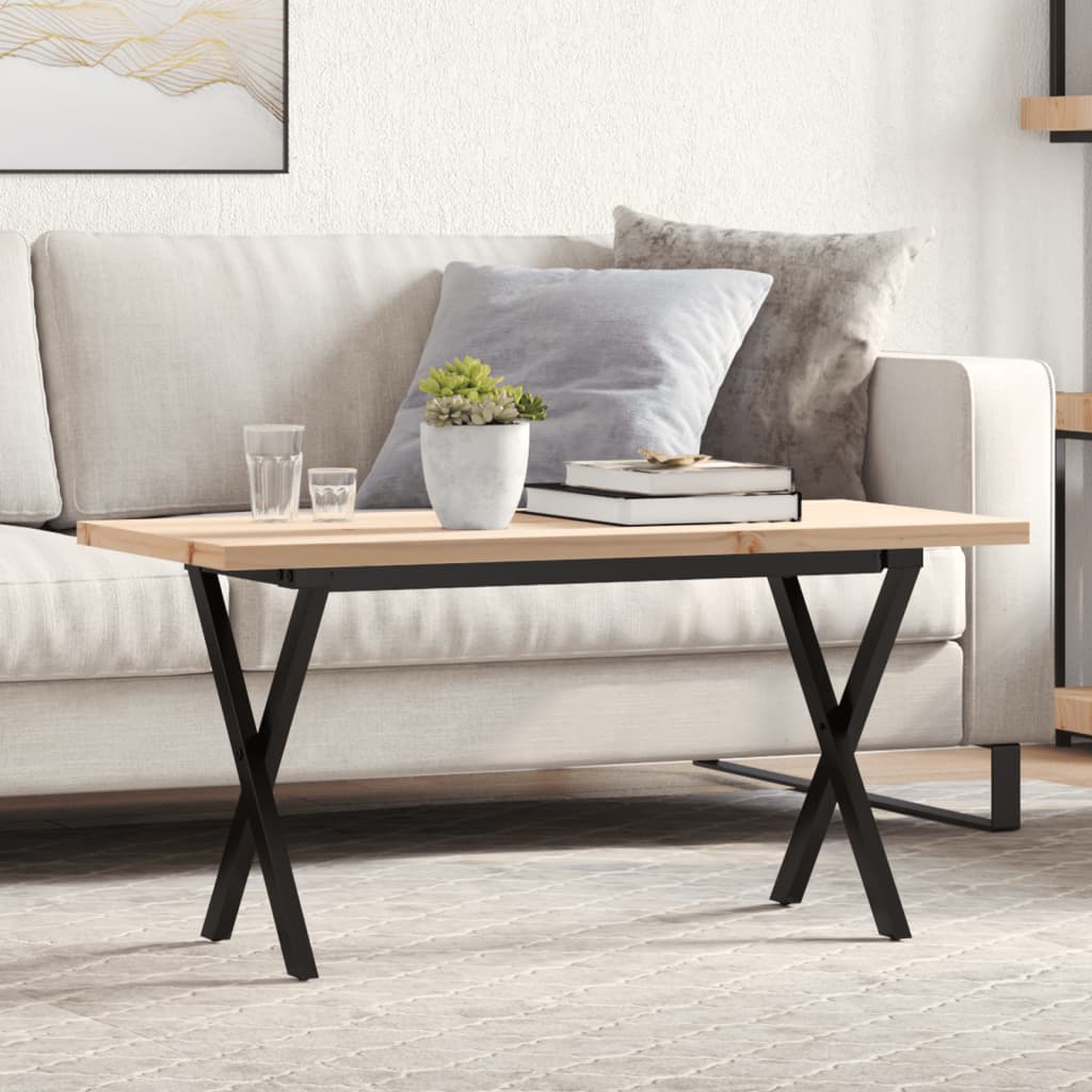 Sofabord 100x50x45,5 Cm X-stel Massivt Fyrretræ Og Stål - Hovedbillede
