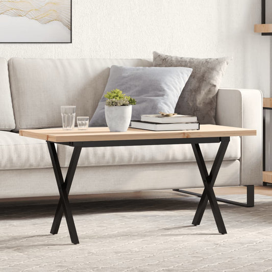 Sofabord 100x50x45,5 Cm X-stel Massivt Fyrretræ Og Stål - Hovedbillede