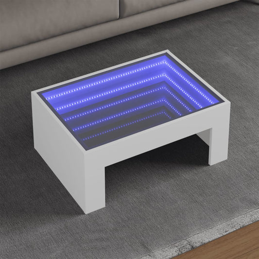 Sofabord Med Infinity Led-Lys 70X50X30 Cm Hvid