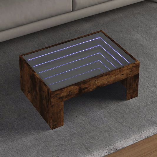 Sofabord Med Infinity Led-Lys 70X50X30 Cm Etræsfarve Røget Eg