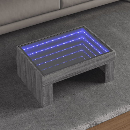 Sofabord Med Infinity Led-Lys 70X50X30 Cm Grå Sonoma-Eg