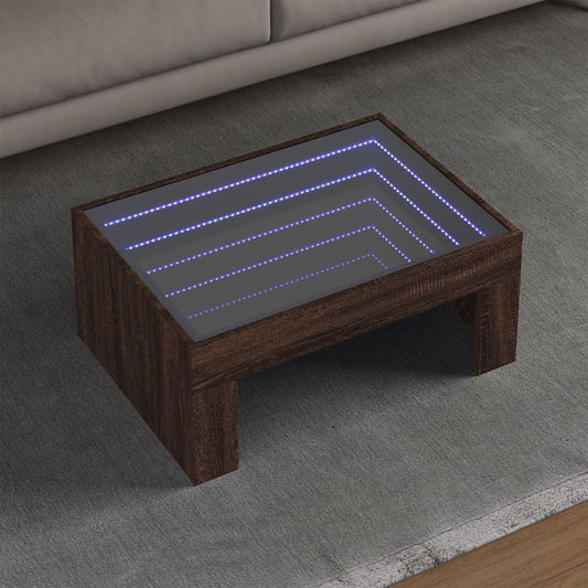 Sofabord Med Infinity Led-Lys 70X50X30 Cm Etræsfarve Brun Eg