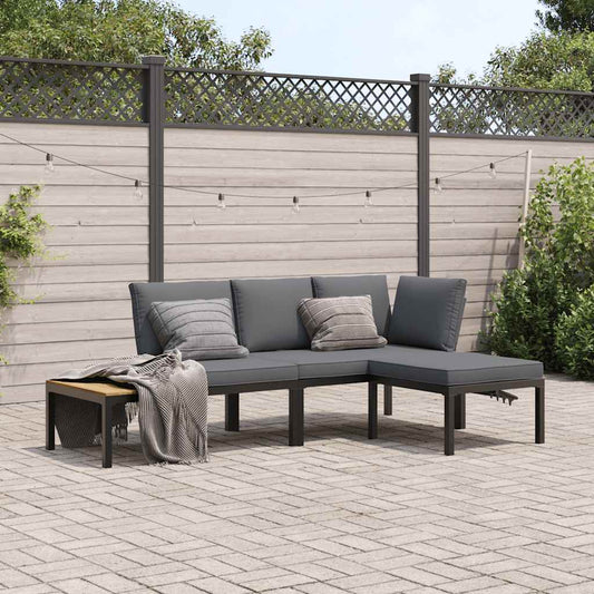 Sofasæt Til Haven 3 Dele Med Hynder Aluminium Sort