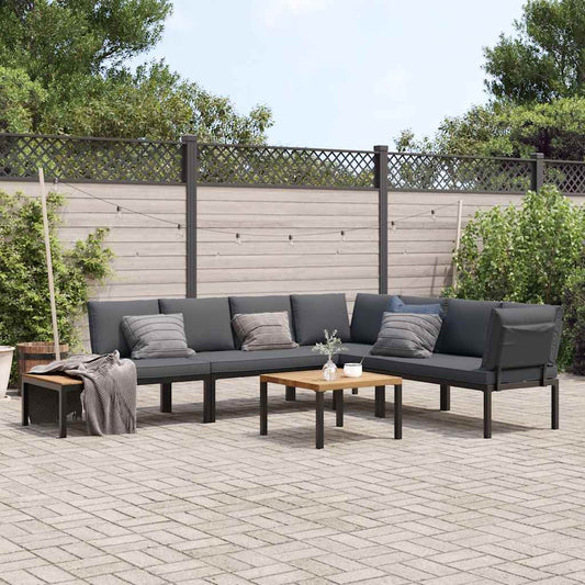 Sofasæt Til Haven 5 Dele Med Hynder Aluminium Sort