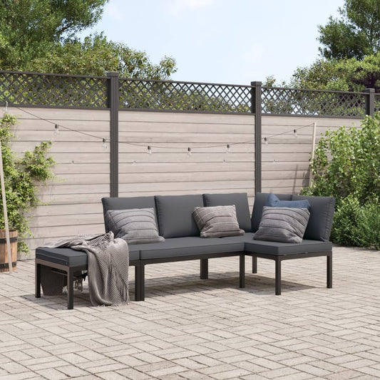 Sofasæt Til Haven 3 Dele Med Hynder Aluminium Sort