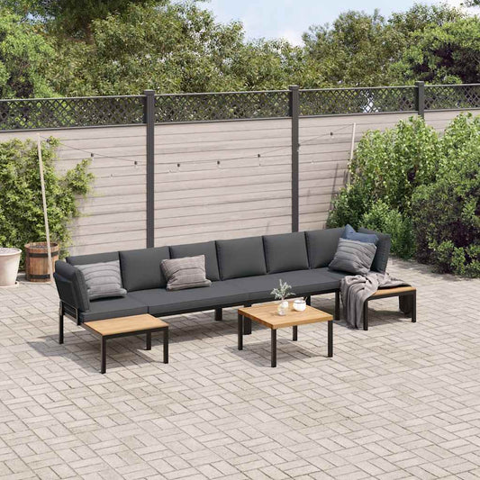Sofasæt Til Haven 5 Dele Med Hynder Aluminium Sort