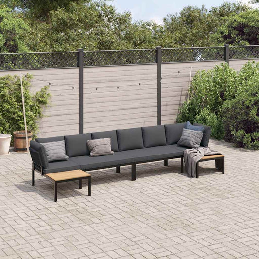 Sofasæt Til Haven 4 Dele Med Hynder Aluminium Sort