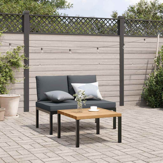 Sofasæt Til Haven 2 Dele Med Hynder Aluminium Sort