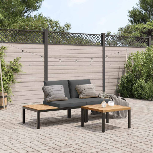 Sofasæt Til Haven 3 Dele Med Hynder Aluminium Sort