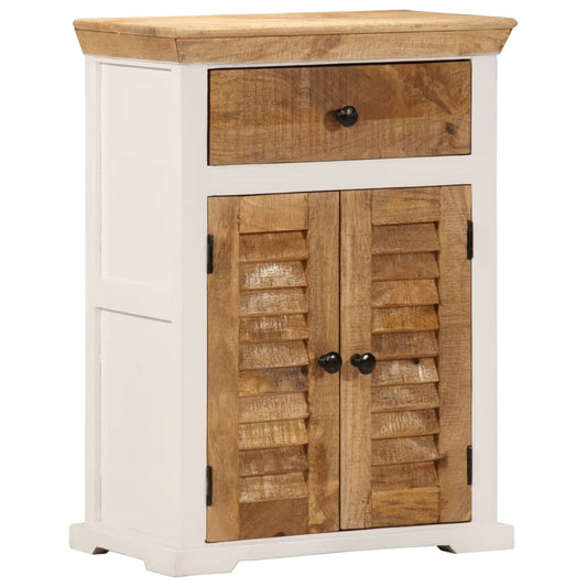Skænk 55x30x73 Cm Massivt Ru Mangotræ Hvid Og Brun - Hovedbillede