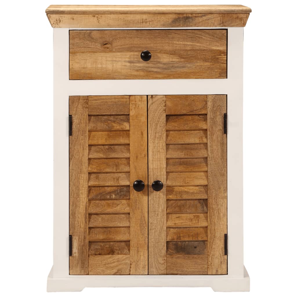 Skænk 55x30x73 Cm Massivt Ru Mangotræ Hvid Og Brun - Billede 2