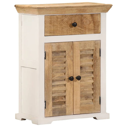 Skænk 55x30x73 Cm Massivt Ru Mangotræ Hvid Og Brun - Billede 12