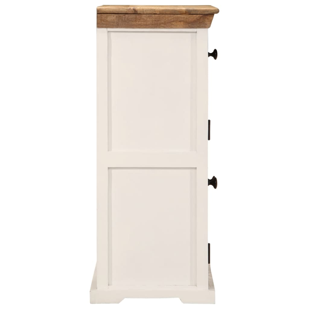 Skænk 55x30x73 Cm Massivt Ru Mangotræ Hvid Og Brun - Billede 3