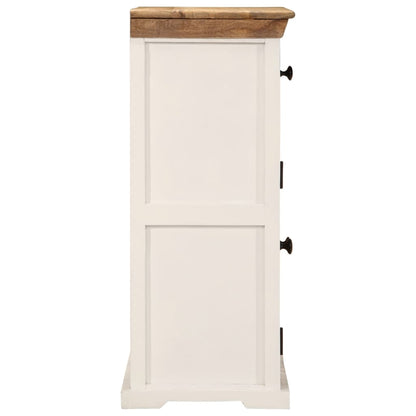 Skænk 55x30x73 Cm Massivt Ru Mangotræ Hvid Og Brun - Billede 3