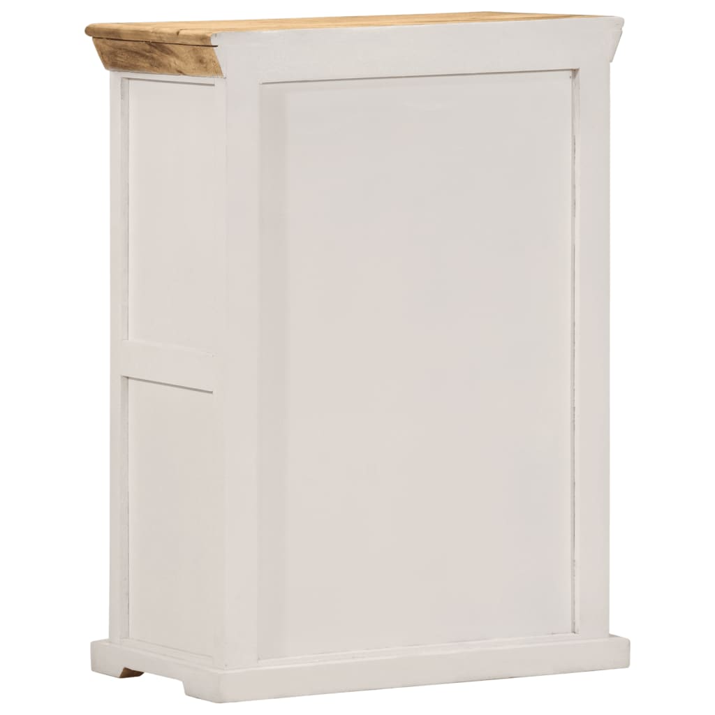 Skænk 55x30x73 Cm Massivt Ru Mangotræ Hvid Og Brun - Billede 4