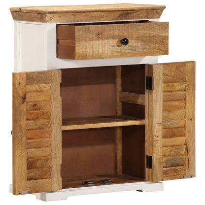Skænk 55x30x73 Cm Massivt Ru Mangotræ Hvid Og Brun - Billede 5
