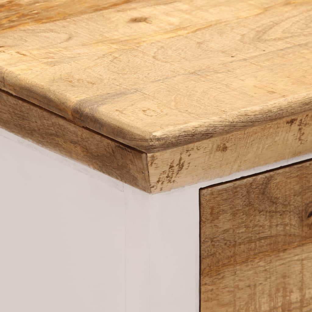 Skænk 55x30x73 Cm Massivt Ru Mangotræ Hvid Og Brun - Billede 6