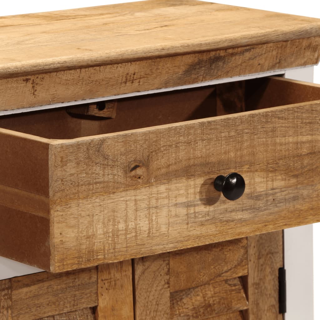 Skænk 55x30x73 Cm Massivt Ru Mangotræ Hvid Og Brun - Billede 7