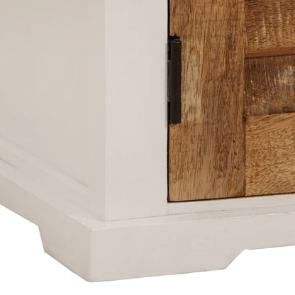 Skænk 55x30x73 Cm Massivt Ru Mangotræ Hvid Og Brun - Billede 8