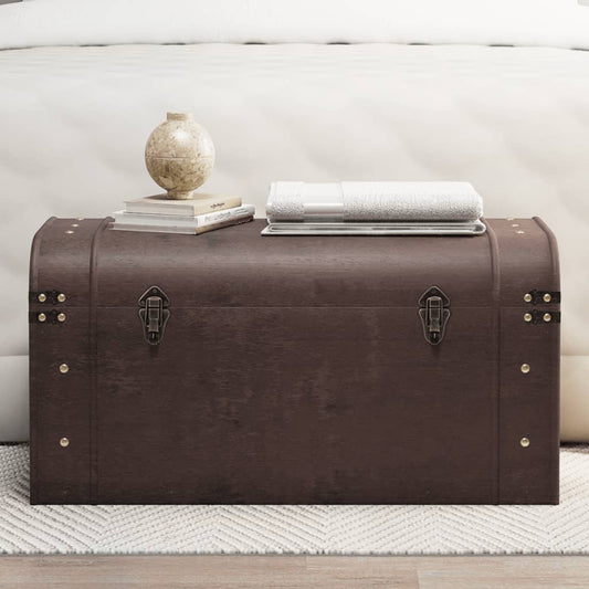 Skattekiste Med Spænder 79,5X39,5X39,5 Cm Krydsfiner Mørkebrun