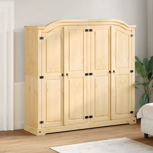 Klædeskab Corona 194x52x186 Cm Massivt Fyrretræ - Hovedbillede