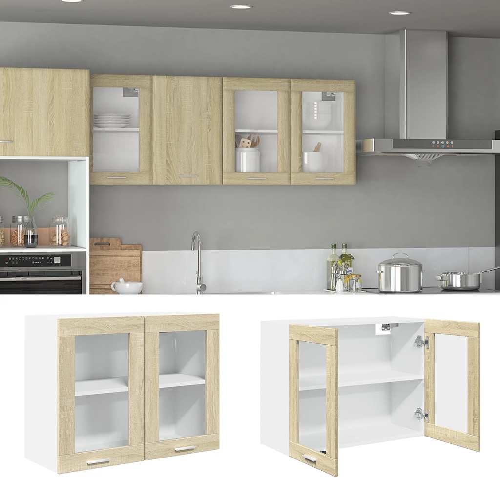 Hængende Vitrineskab Lyon 80x31x60 Cm Konstrueret Træ - Variant 849624