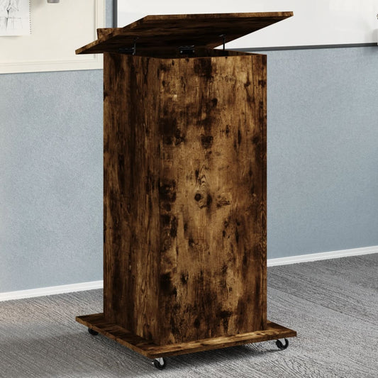 Talerstol Med Hjul Skuffe 55X55X107 Cm Konstrueret Træ