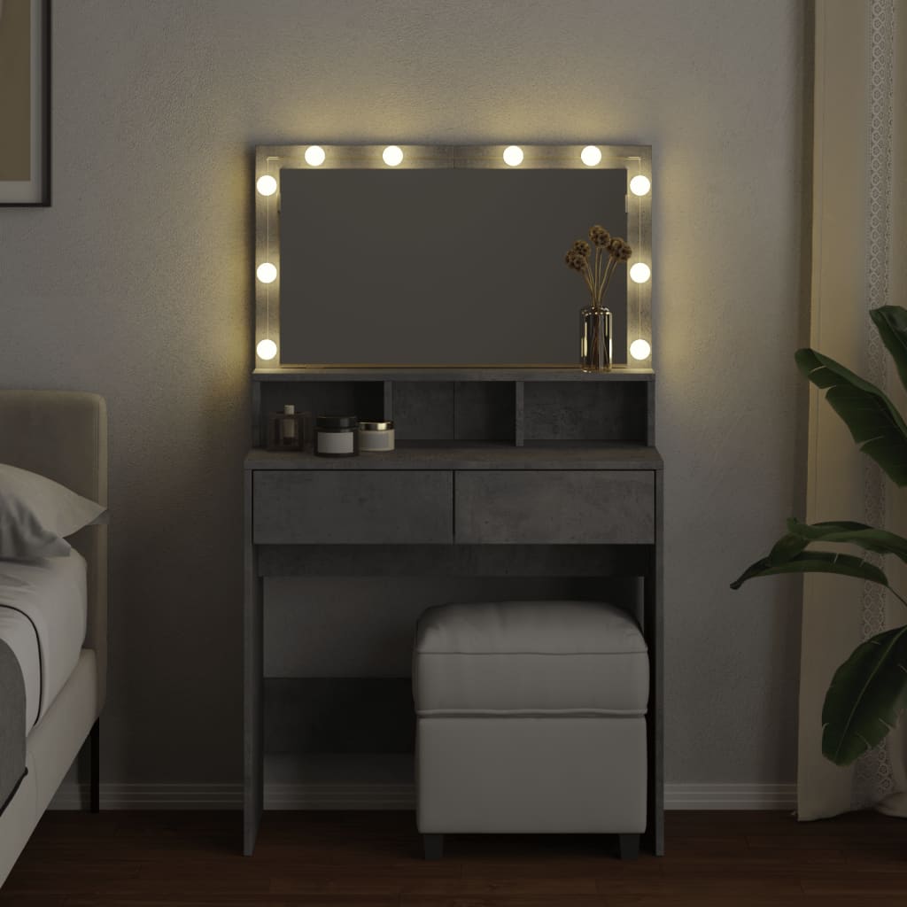 Makeupbord Med Led-Lys 80X41X134,5 Cm