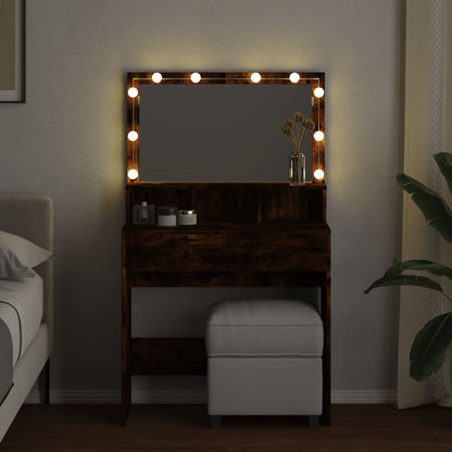 Makeupbord Med Led-Lys 80X41X134,5 Cm