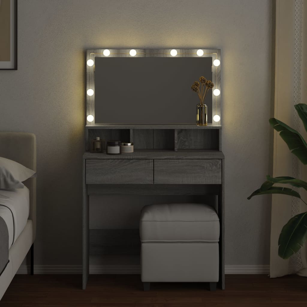 Makeupbord Med Led-Lys 80X41X134,5 Cm