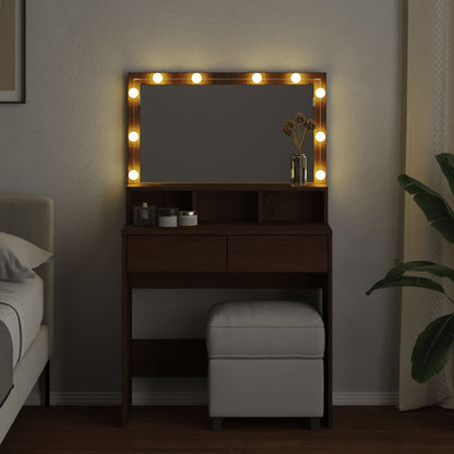 Makeupbord Med Led-Lys 80X41X134,5 Cm