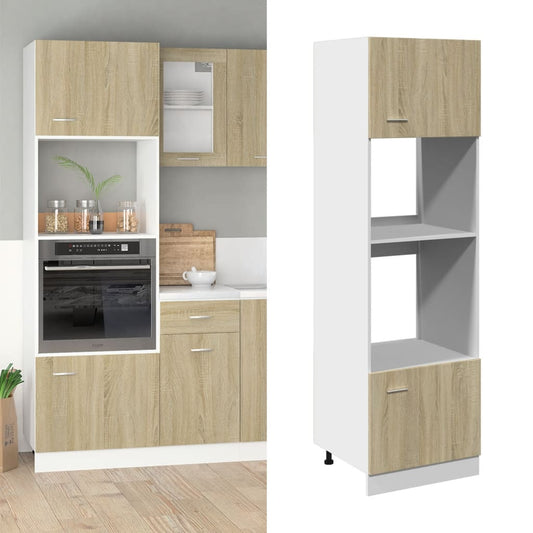 Skab Til Mikroovn 60X57X207 Cm Konstrueret Træ Sonoma-Eg