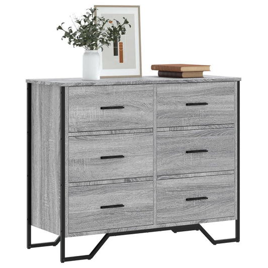 Kommode 91X35,5X74,5 Cm Konstrueret Træ Sonoma-Eg