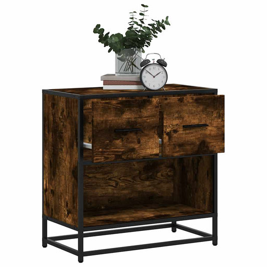 Sengeskab Etræsfarve 60X31X60 Cm Konstrueret Træ Metal