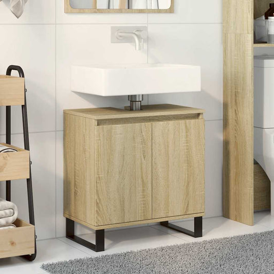 Badeværelsesskab 58X33X60 Cm Konstrueret Træ Sonoma-Eg Gråbrun